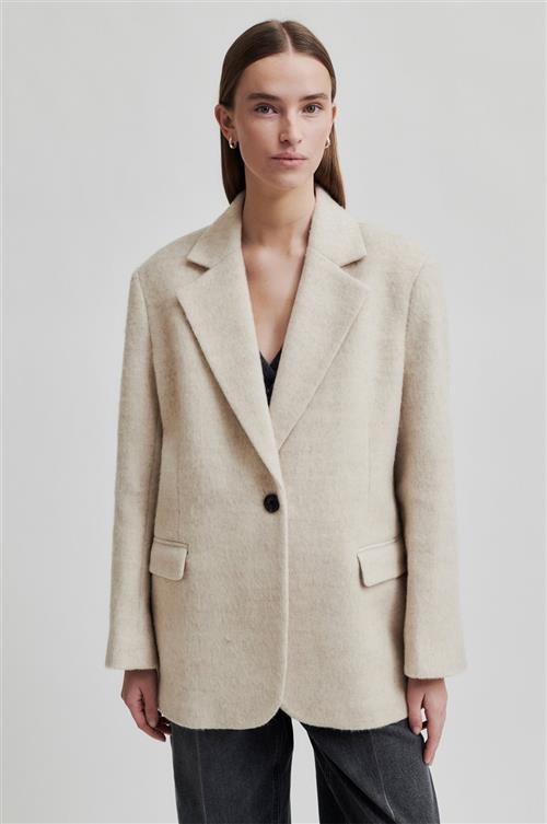 Se Second Female Sera Wool Blazer Kvinde Beige Melange Blazere Str L - Uld hos Magasin ved Magasin