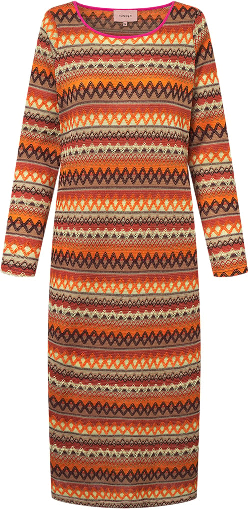 HUNKØN Laila Dress Kvinde Orange Midi Kjoler Str M - hos Magasin