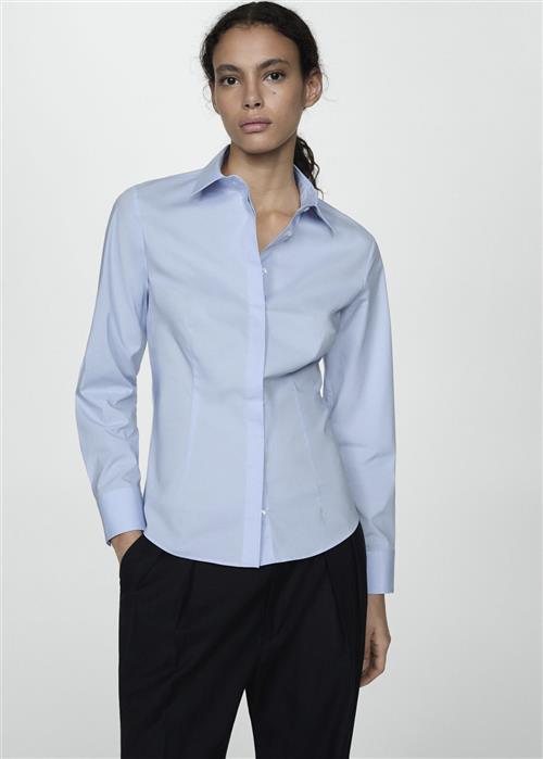 MANGO Fitted Cotton Shirt Kvinde Lt-pastel Blue Skjorter Str XS - hos Magasin