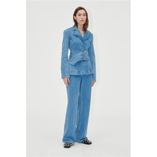 Stine Goya Belted Tailored Jacket , 2251 Denim Kvinde Denim Blue Overgangsjakker Str XS Denim - hos Magasin