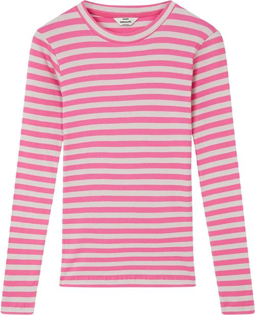 Mads Nørgaard - Copenhagen 2x2 Cotton Stripe Tuba Tee LS Kvinde Lyserød Og Grå Med Striber Langærmede T-shirts Str S - Bomuld hos Magasin