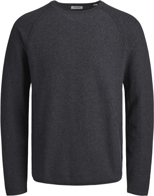 Se JJ-REBEL Jrebnoah Knit Crew Neck Mand Dark Grey Melange Sweaters Str S - hos Magasin ved Magasin