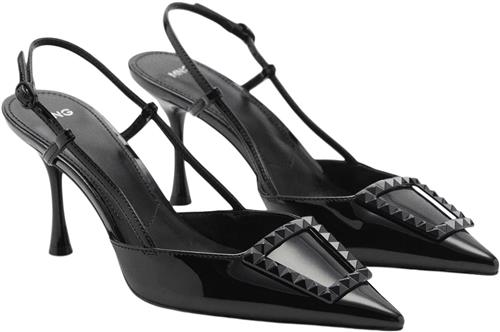 Se MANGO Patent Leather Slingbackheeled sho Kvinde Black Slingbacks Str 40 - hos Magasin ved Magasin