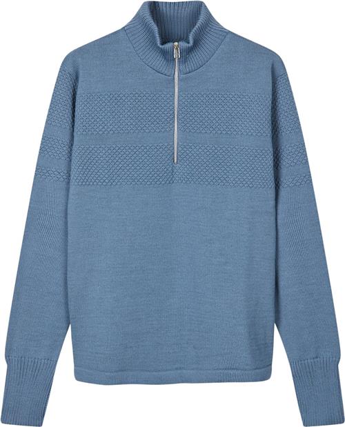 Se Mads Nørgaard - Copenhagen Wool Klemens Half Zip Knit Mand Blå Cardigans Str L - hos Magasin ved Magasin