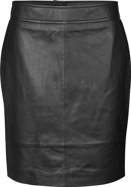 Second Female Francie Mini Leather Skirt Kvinde Black Korte Nederdele Str S - hos Magasin