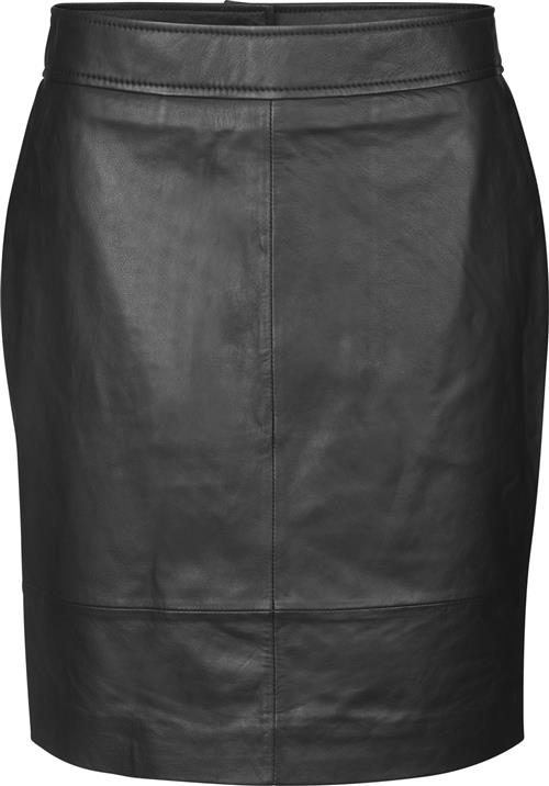 Second Female Francie Mini Leather Skirt Kvinde Black Korte Nederdele Str M - hos Magasin