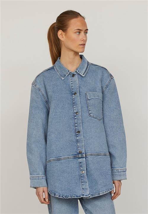 SisterS Point Oveash1 Kvinde M. Grey Wash Denimskjorter Str S - Denim hos Magasin