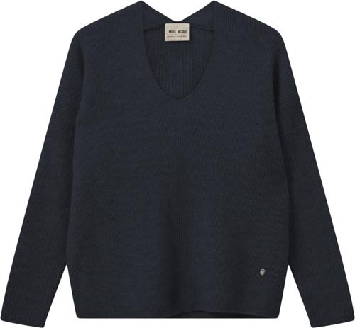 Mos Mosh Mmthora Vneck Knit Kvinde Salute Navy Sweaters Str XL - hos Magasin