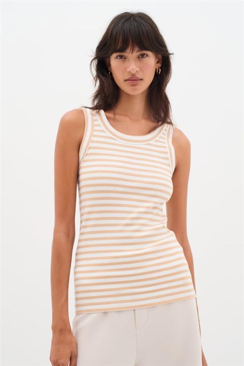 InWear Dagnaiw Striped Tank Kvinde Alabaster/pure White Stripe Tanktoppe Slim Fit Str S - hos Magasin