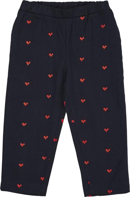 Copenhagen Colors Twill Heart Pants Str 92 - Navy/red Hearts Bukser Bomuld hos Magasin