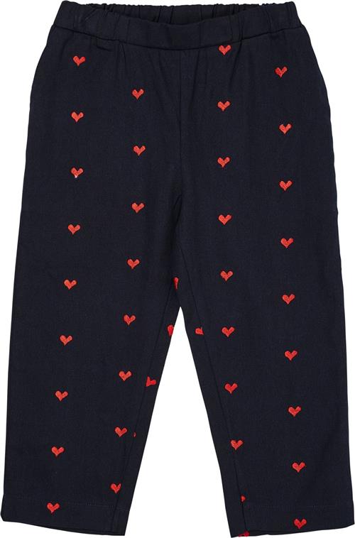 Copenhagen Colors Twill Heart Pants Str 116 - Navy/red Hearts Bukser Bomuld hos Magasin