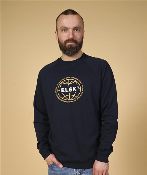 ELSK Statement Globe Men's Tværs Crewneck Mand 100 Dark Navy Sweatshirts Str M - Polyester hos Magasin