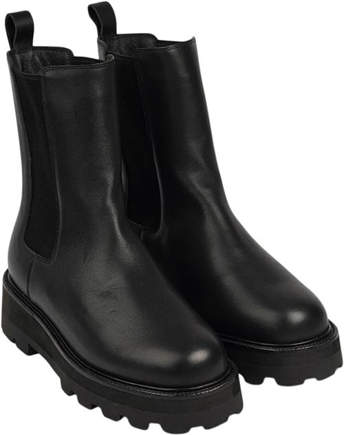 Lovelies Musala Leather Boots With Flyknit & Shearling Kvinde Black Chelsea Boots Str 39 - Læder hos Magasin