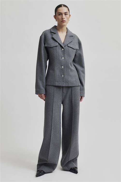 Second Female Vall Wool Trousers Kvinde Grey Melange Bukser Str L - hos Magasin