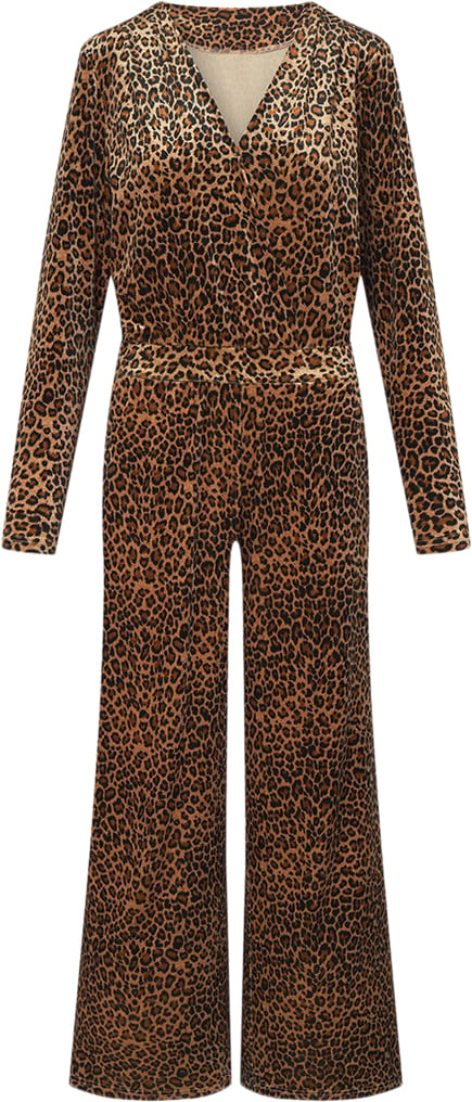 Se HUNKØN Angela Velour Jumpsuit Kvinde Leopard Buksedragter Str XS Velour - hos Magasin ved Magasin