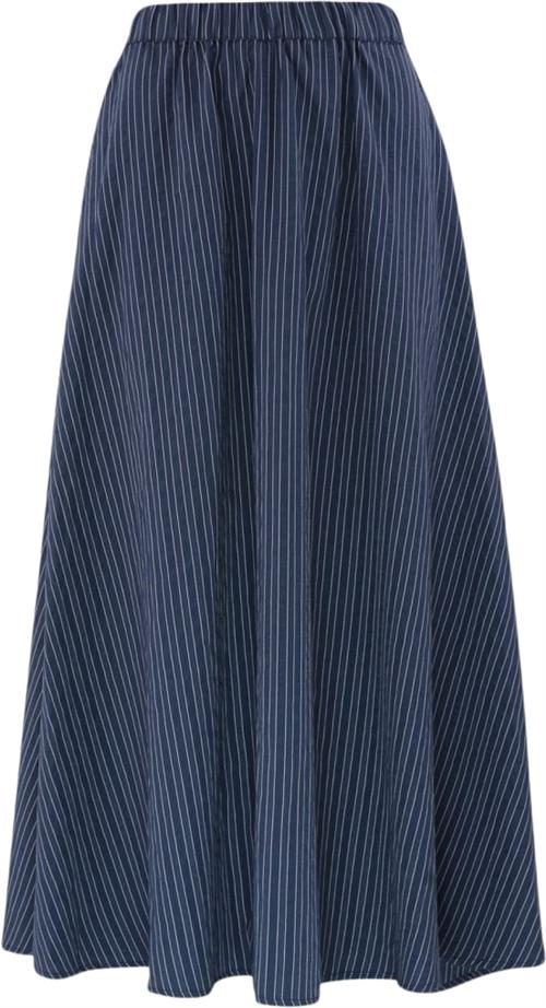 CONTINUE Harriet Skirt With Stripe Kvinde Navy Blue Stripe Maxi Nederdele Str S - hos Magasin