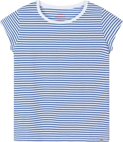 Mads Nørgaard - Copenhagen Organic Jersey Stripe Teasy Tee FAV Kvinde Dazzling Blue/brilliant White Kortærmede T-shirts Str XL - hos Magasin