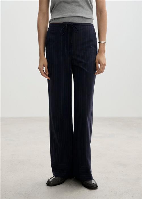 MANGO Chalkstripe Straight Trousers Kvinde Navy Bukser Str XS - hos Magasin