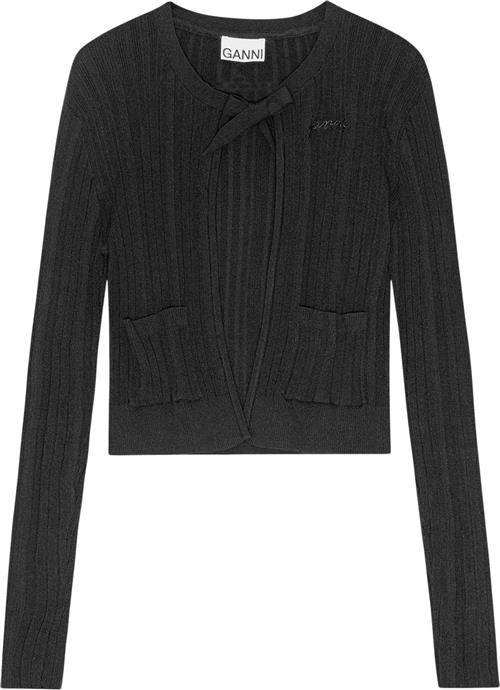 Ganni Light Viscose Rib Cardigan Kvinde Black Cardigans Str S - hos Magasin