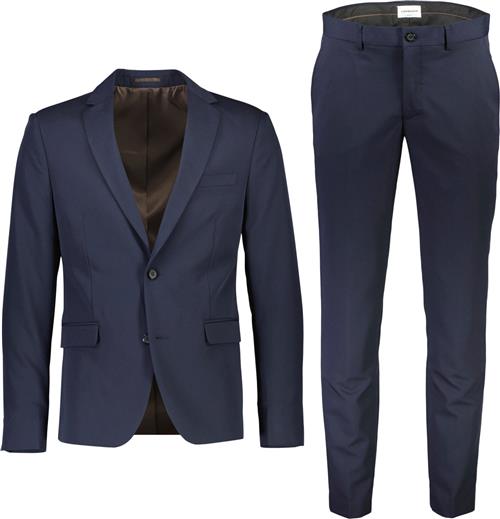 Lindbergh Fine Twill Stretch Suit Mand Blå Jakkesæt Str 54 - hos Magasin