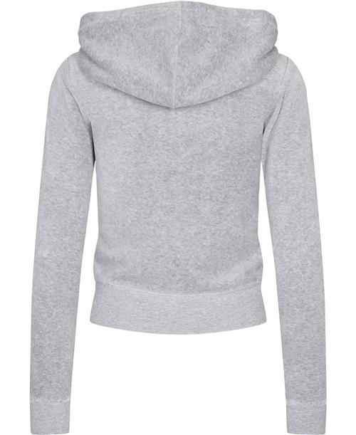 Juicy Couture Robertson Classic Velour Zip Trough Hoodie Kvinde Silver Marl Hættetrøjer Str L Velour - hos Magasin