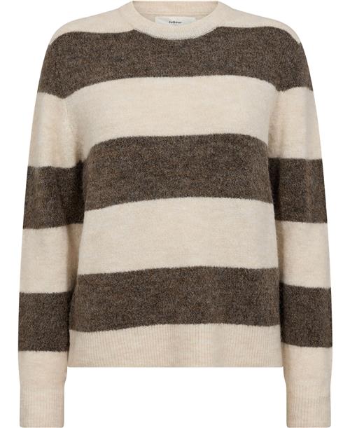 Se InWear Harrietiw Stripe Pullover Kvinde Sandy Grey/vanilla Sweaters Regular Fit Str S - hos Magasin ved Magasin