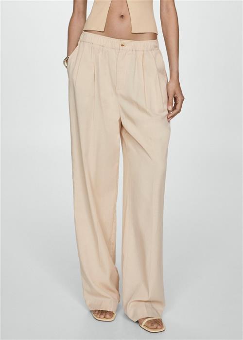 Se MANGO Lyocell Pleated Pants Kvinde Light Beige Bukser Str XS - hos Magasin ved Magasin