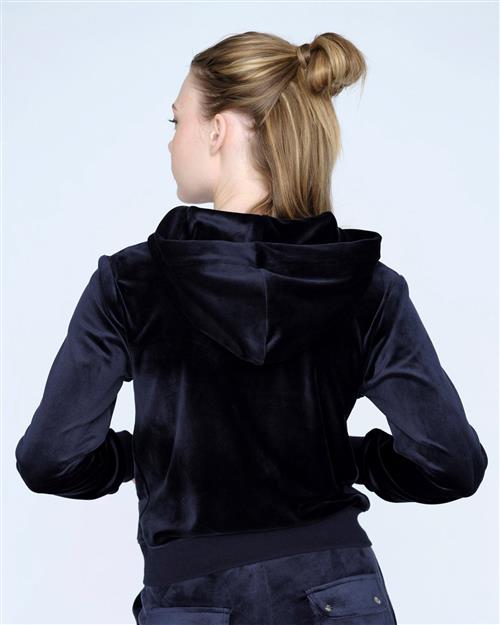 Juicy Couture Robertson Classic Velour Zip Trough Hoodie Kvinde Night Sky Hættetrøjer Str L Velour - hos Magasin