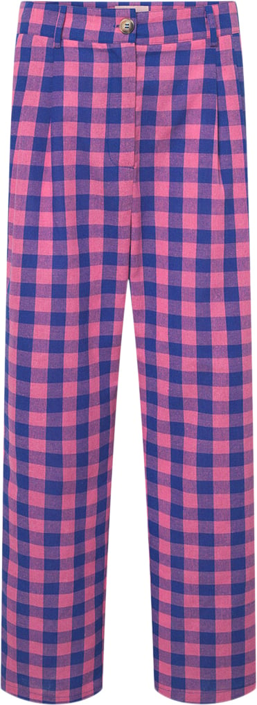 Se HUNKØN Pamela Trousers Kvinde Pink Checked Bukser Str L - hos Magasin ved Magasin