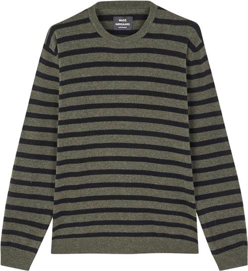 Mads Nørgaard - Copenhagen Eco Wool Karsten Stripe Knit Mand Grøn+Sort+Striber Sweaters Str L - hos Magasin