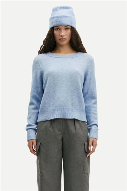 Se Samsøe Samsøe Nor on Short 7355 Kvinde Subdued Blue Sweaters Str XS - hos Magasin ved Magasin