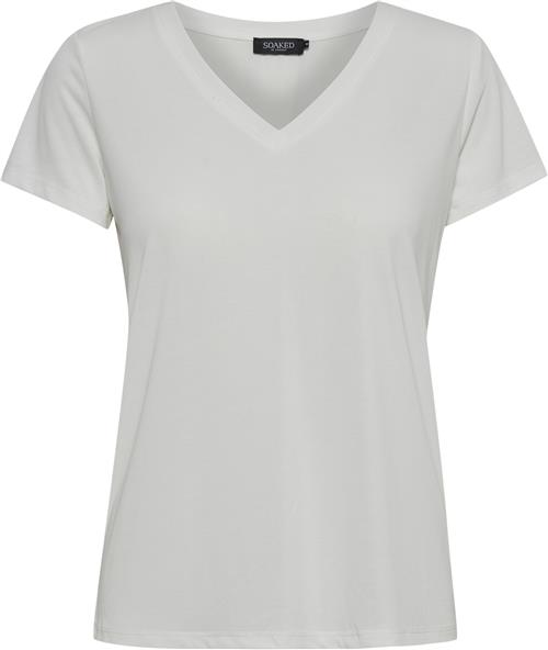 Se Soaked in Luxury Slcolumbine Vneck SS Kvinde Grå Kortærmede T-shirts Regular Fit Str S - hos Magasin ved Magasin