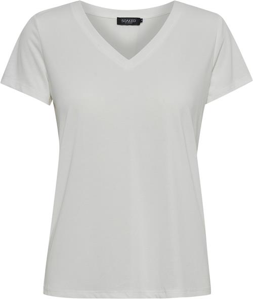 Se Soaked in Luxury Slcolumbine Vneck SS Kvinde Grå Kortærmede T-shirts Regular Fit Str M - hos Magasin ved Magasin