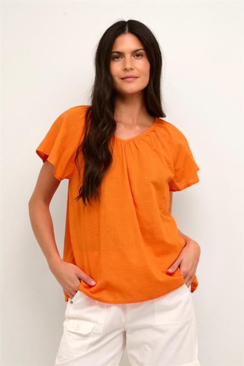 Cream Crkenda Blouse Kvinde Exotic Orange Kortærmede T-shirts Str 42 - hos Magasin