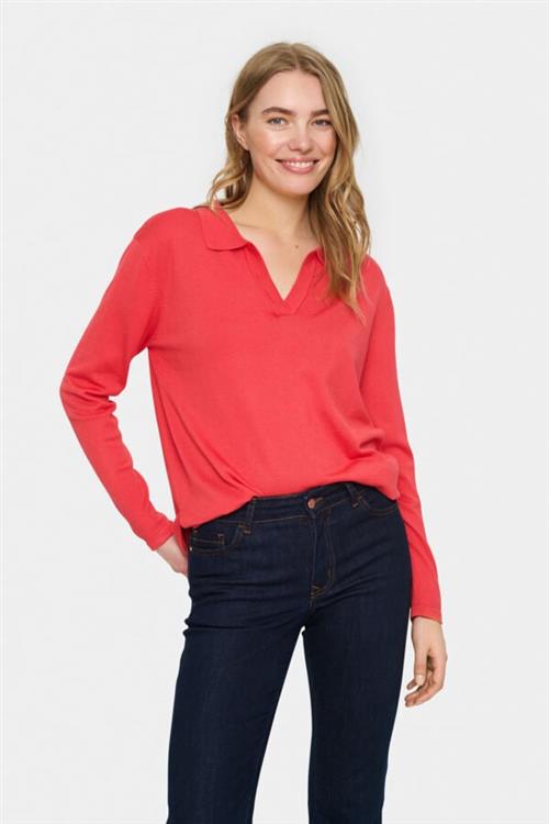 Saint Tropez Milasz Polo Pullover Kvinde Cayenne Langærmede Bluser Str L - hos Magasin