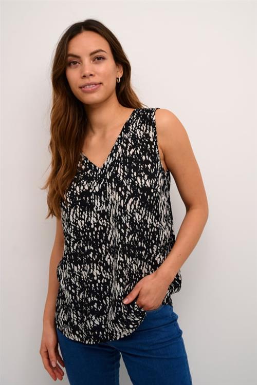 Se Kaffe Kaamber Top Printed Kvinde Black/white Graphic Snake Toppe Str 44 - hos Magasin ved Magasin