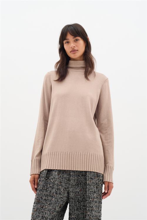 InWear Zauloiw High Neck Pullover Kvinde Beige Melange Rullekraver Classic Fit Str S - hos Magasin