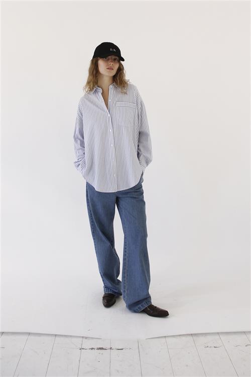 Designers Remix Aubrey Oversized Shirt Kvinde Print Jeans Str 38 - hos Magasin