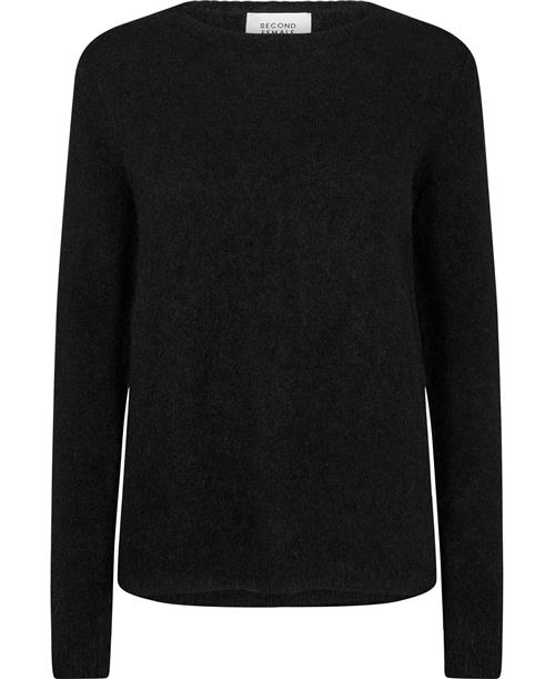 Second Female Brook Mohair Blend Knit New Oneck Kvinde Black Sweaters Str S Mohair - hos Magasin