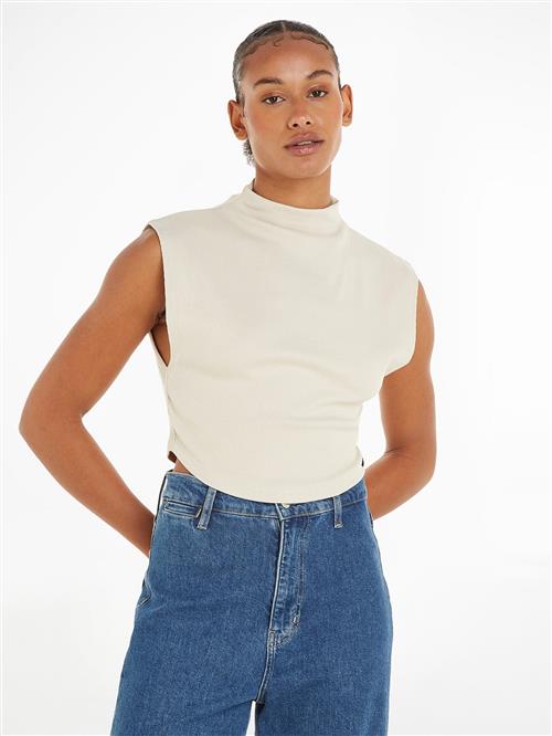 Se Calvin Klein Mock Neck Short Sleeve Shirt Kvinde Acf Toppe Str M - Bomuld hos Magasin ved Magasin