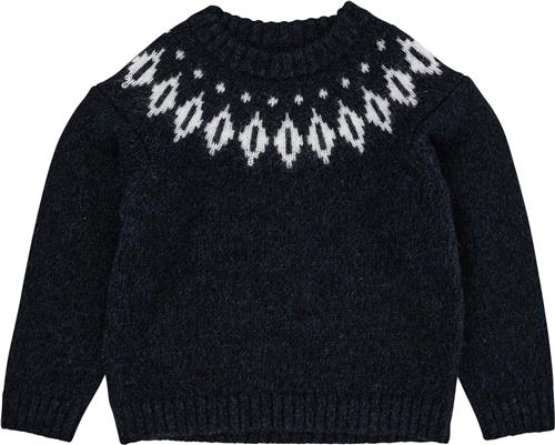 Copenhagen Colors Wool Iceland Blouse Str 92 - Navy/cream Combi Strik Uld hos Magasin