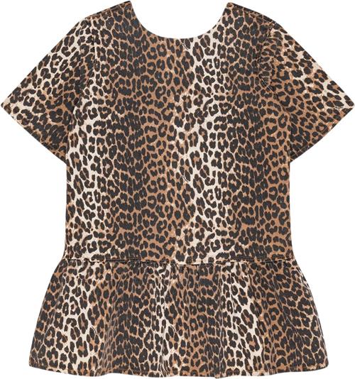 Ganni Print Denim Openback Mini Dress Kvinde Leopard Korte Kjoler Str 42 Denim - hos Magasin