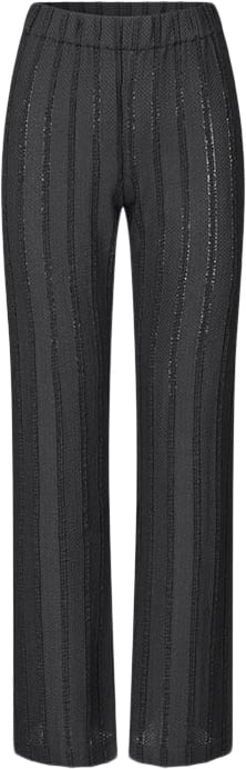 Stine Goya Elasticated Straight Long Pants, 2247 Patchwork Jersey Kvinde Black / White Bukser Med Lige Ben Str M - hos Magasin