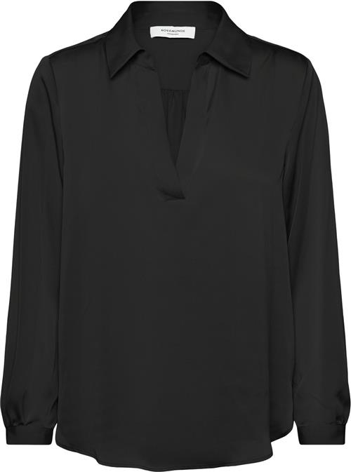 Rosemunde Shirt Long Sleeve Kvinde Sort Langærmede Skjorter Str 34 - Polyester hos Magasin