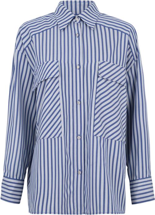 Cras Daycras Shirt Kvinde Dark Blue Stripe Langærmede Skjorter Str 44 - Polyester hos Magasin