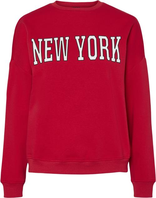 Pieces Pcsasie LS Oneck Loose Sweat D2D Kvinde High Risk Red/red New York Sweatshirts Str S - hos Magasin