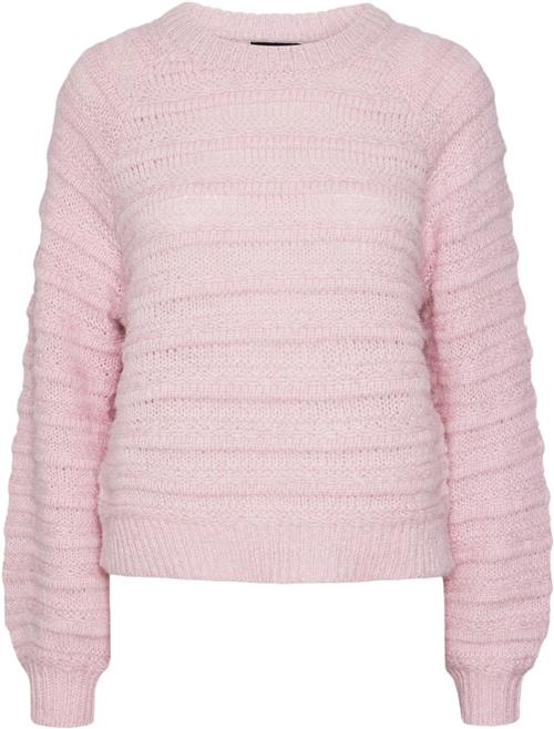 Pieces Pcjayda LS Oneck Knit Noos Kvinde Pink Lavender Sweaters Loose Fit Str L - hos Magasin