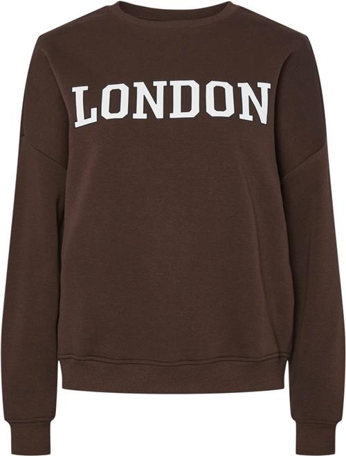 Pieces Pcsasie LS Oneck Loose Sweat D2D Kvinde Chicory Coffee/white London Sweatshirts Str S - hos Magasin