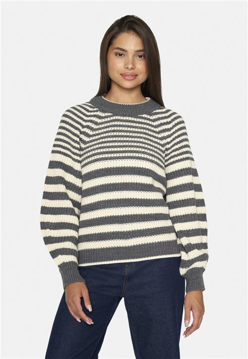 SisterS Point Miban.PU Kvinde Grey Mel/cream Sweaters Str L - hos Magasin