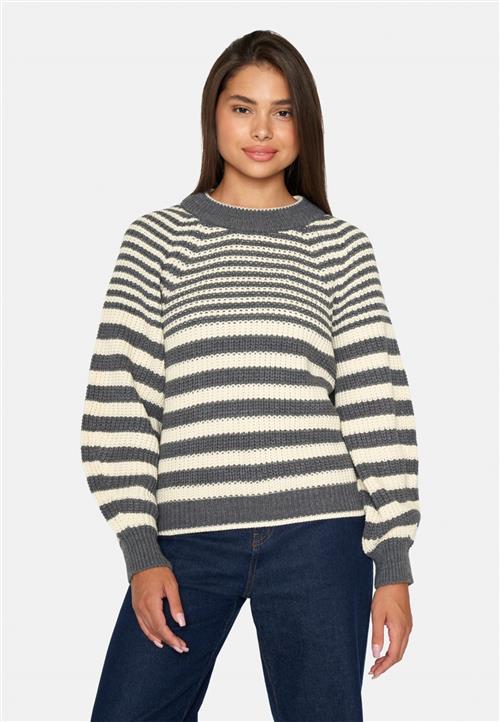 SisterS Point Miban.PU Kvinde Grey Mel/cream Sweaters Str M - hos Magasin